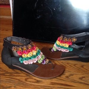 Colorful Flower and diamond sandal